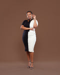 Axis Knit Midi Dress In Black/Off White