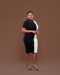 Axis Knit Midi Dress In Black/Off White