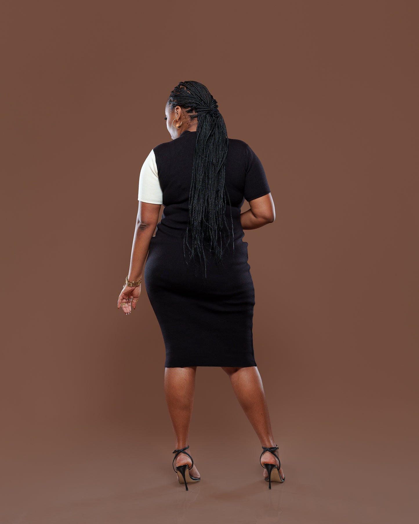 Axis Knit Midi Dress In Black/Off White