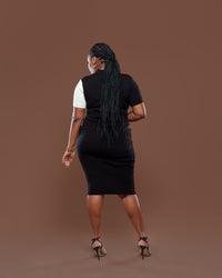 Axis Knit Midi Dress In Black/Off White