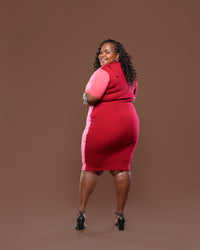 Axis Knit Midi Dress In Cherry Coral