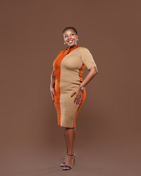 Axis Midi Dress In Rust/Tan