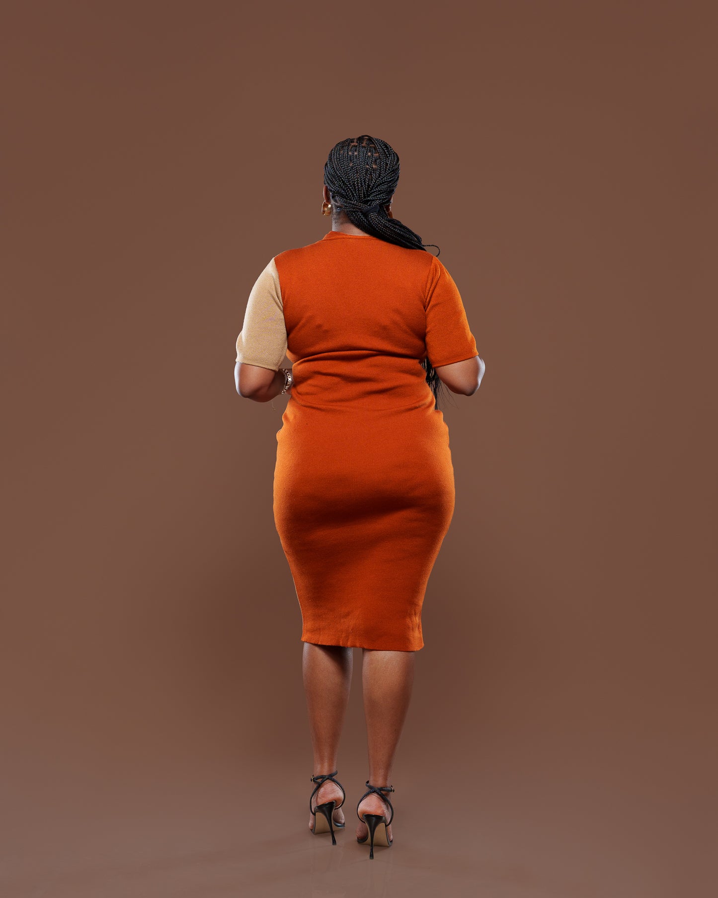 Axis Midi Dress In Rust/Tan