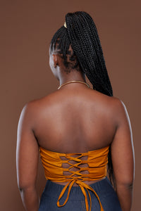 Ankara Corset In Old Gold
