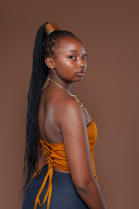 Ankara Corset In Old Gold