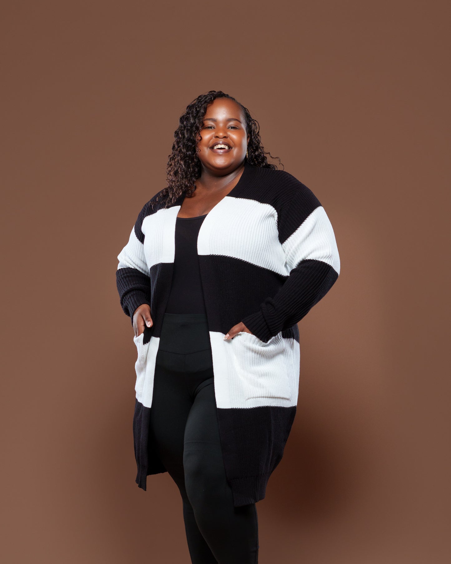 Black Monochrome Midi Cardigan