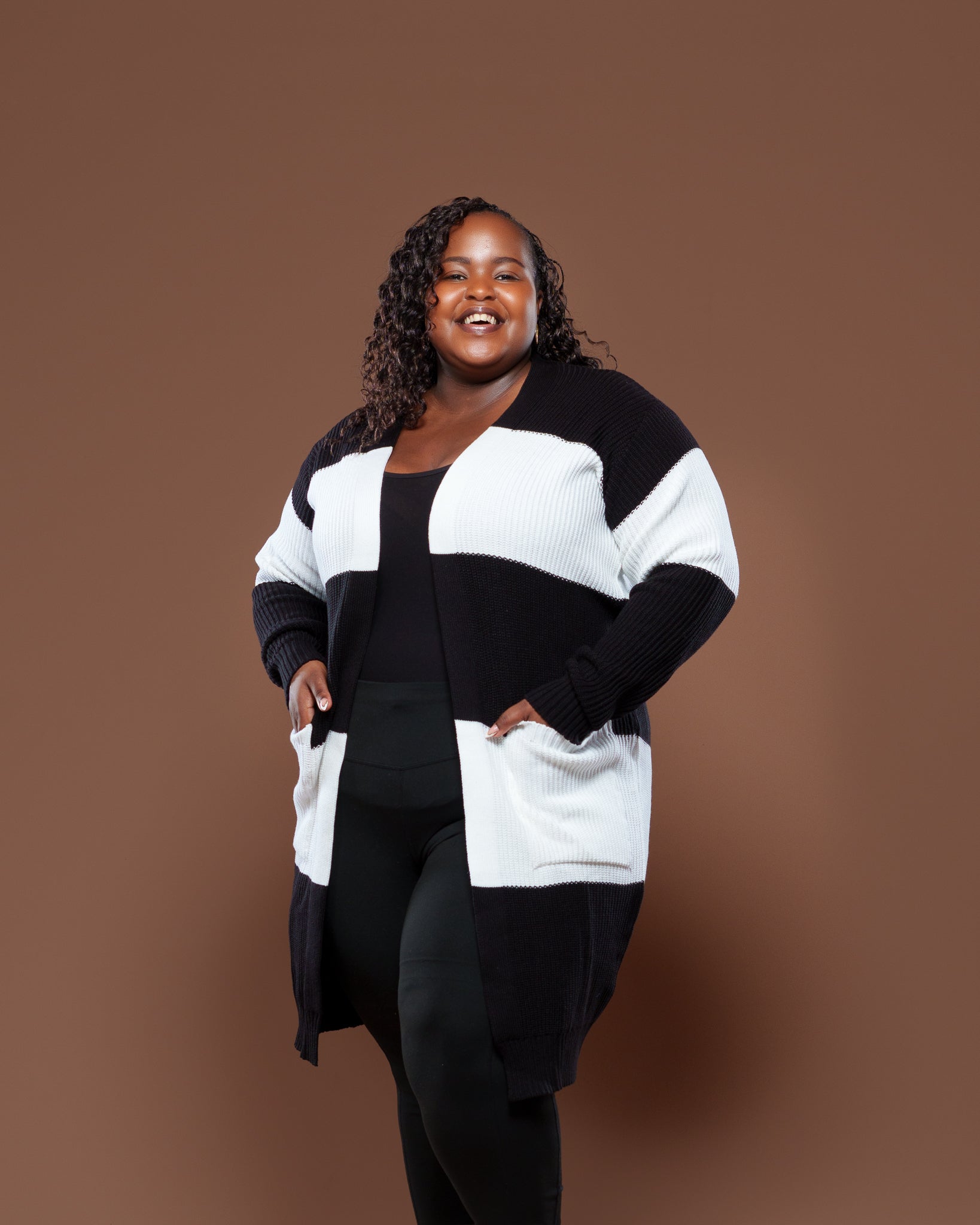 Black Monochrome Midi Cardigan
