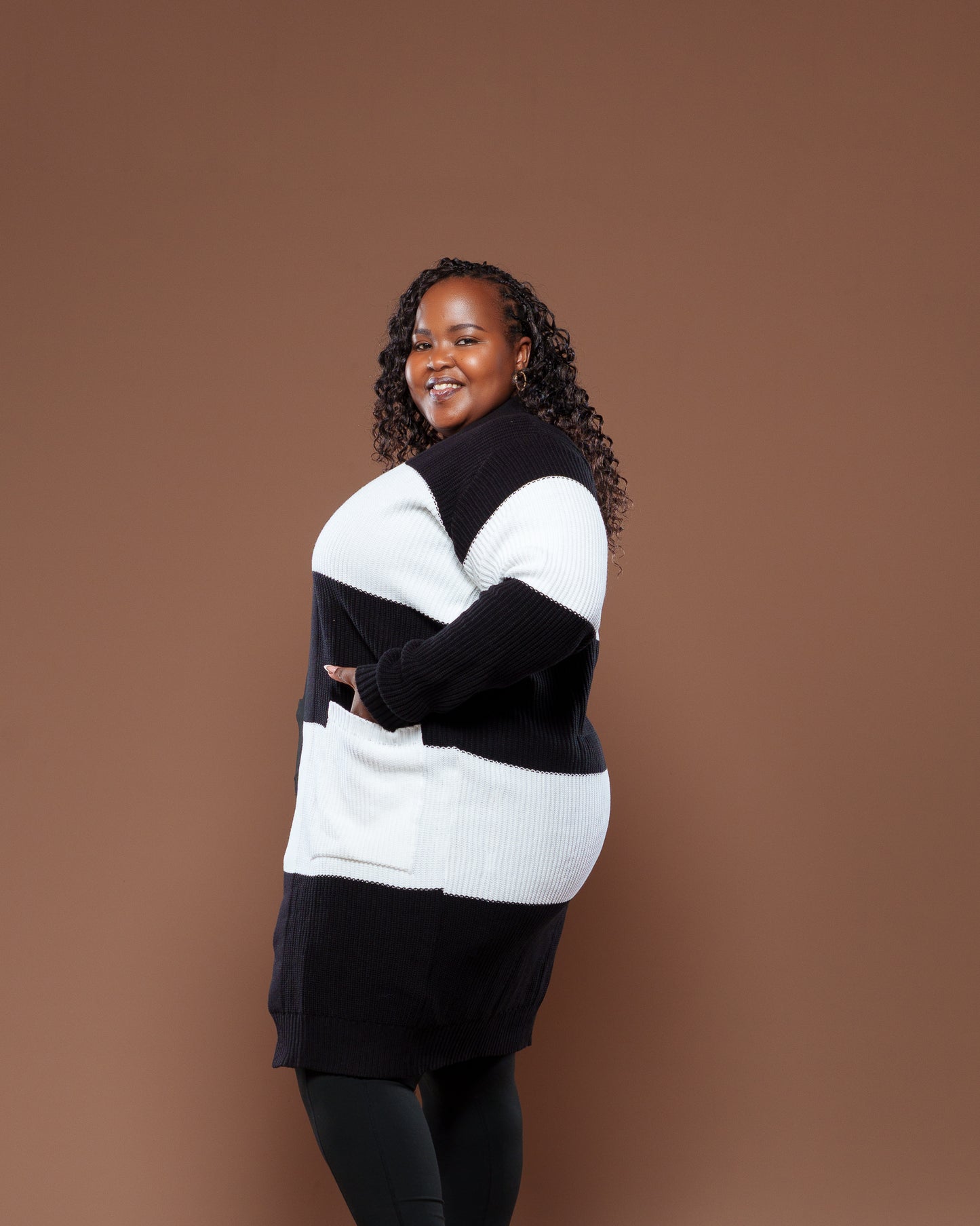 Black Monochrome Midi Cardigan