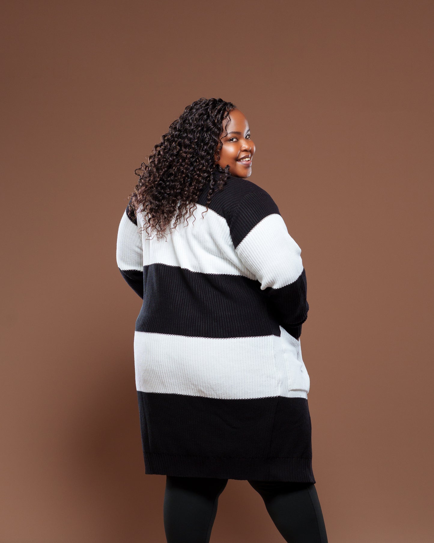Black Monochrome Midi Cardigan