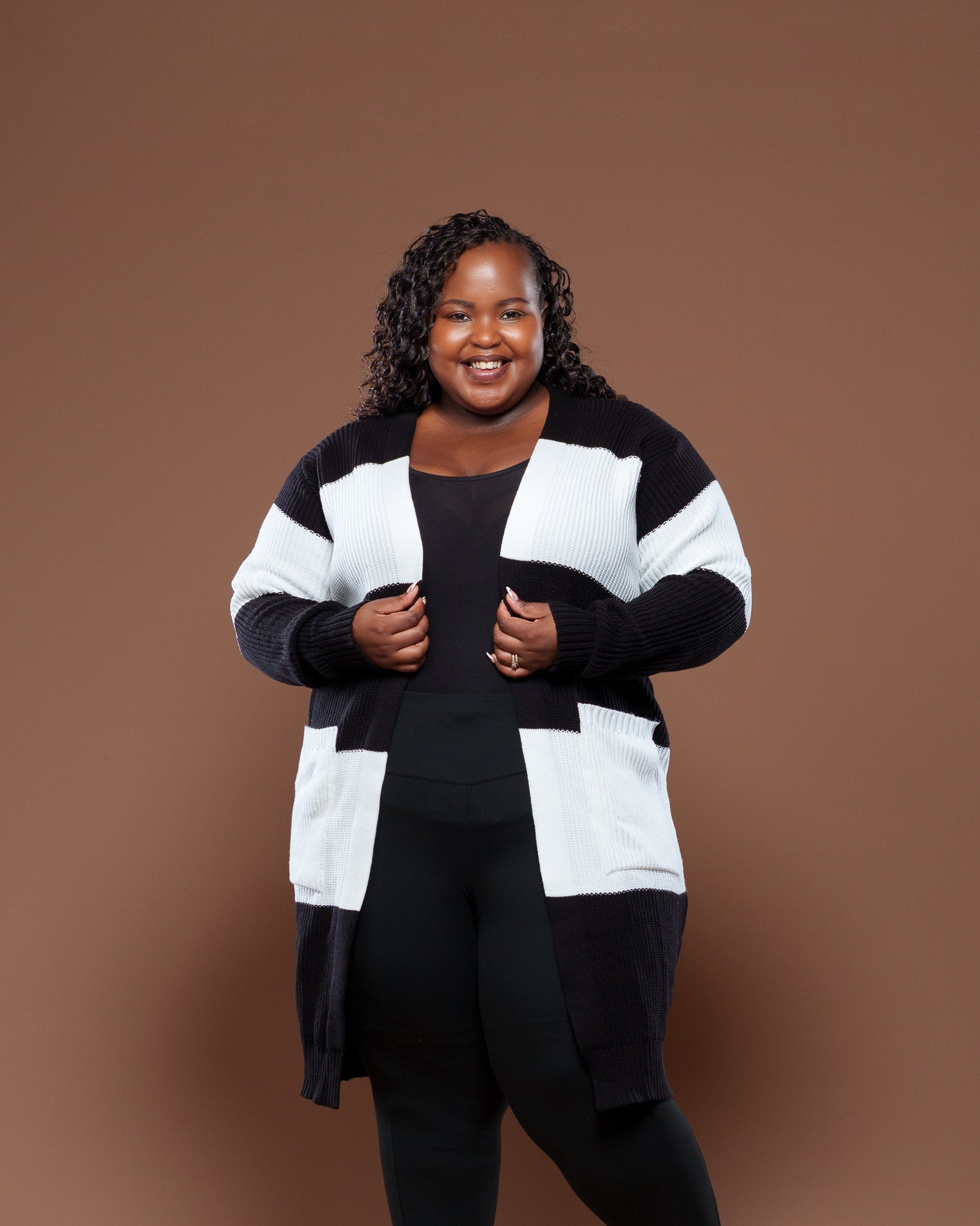 Black Monochrome Midi Cardigan