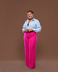 Fluid Semi-Fitted Pants in Ruby Pink