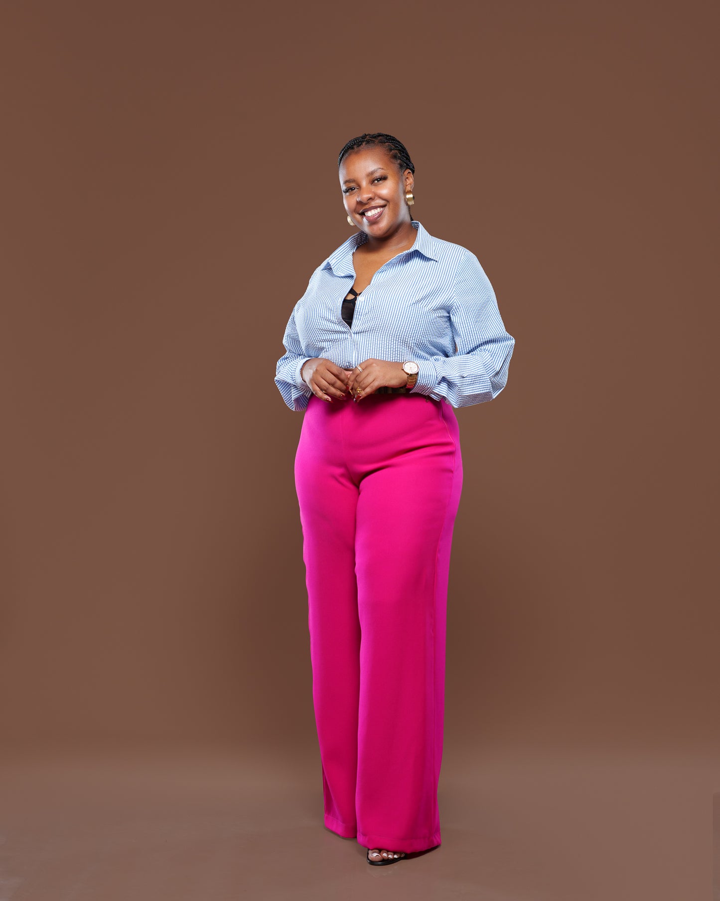 Fluid Semi-Fitted Pants in Ruby Pink