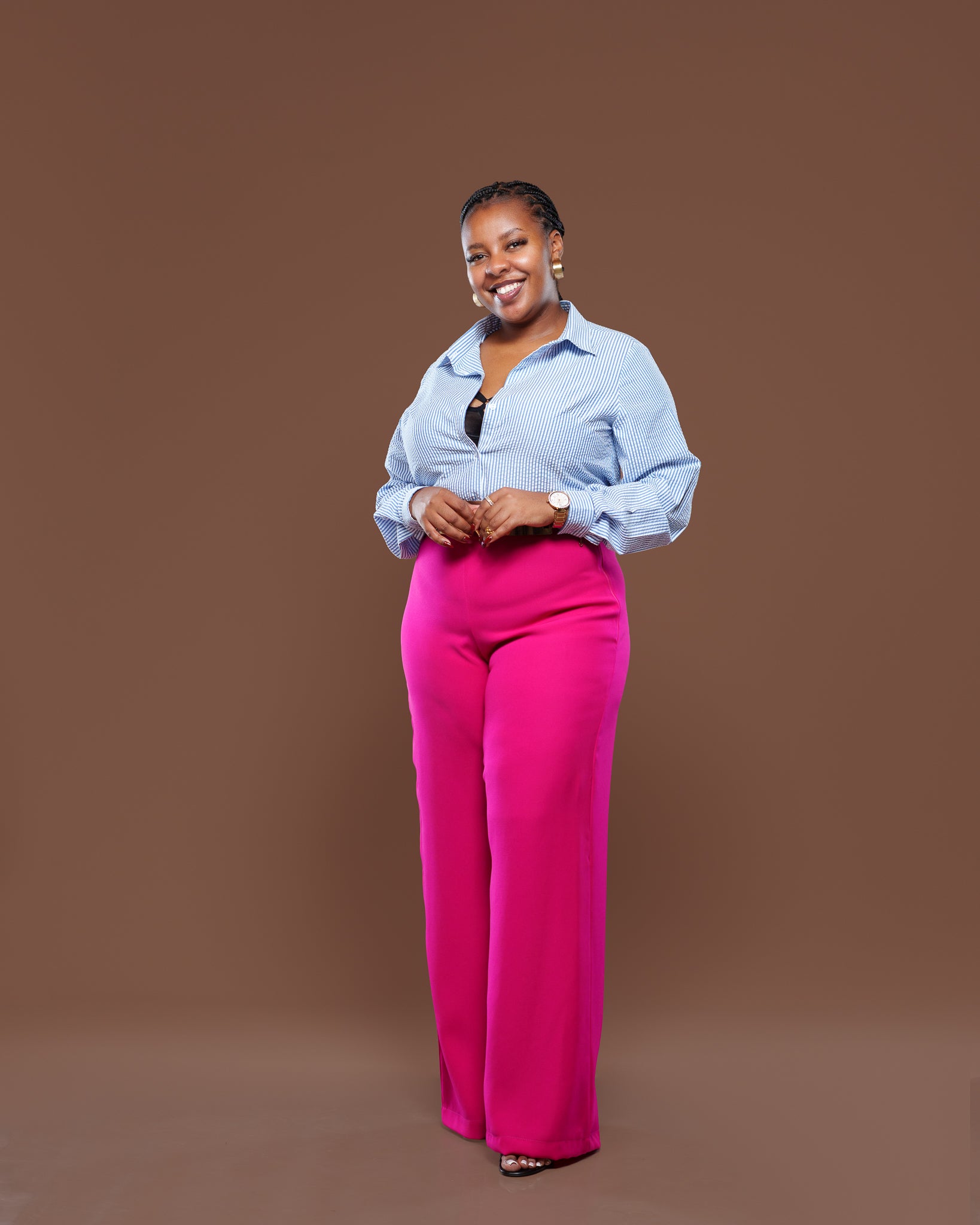 Fluid Semi-Fitted Pants in Ruby Pink