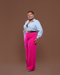 Fluid Semi-Fitted Pants in Ruby Pink