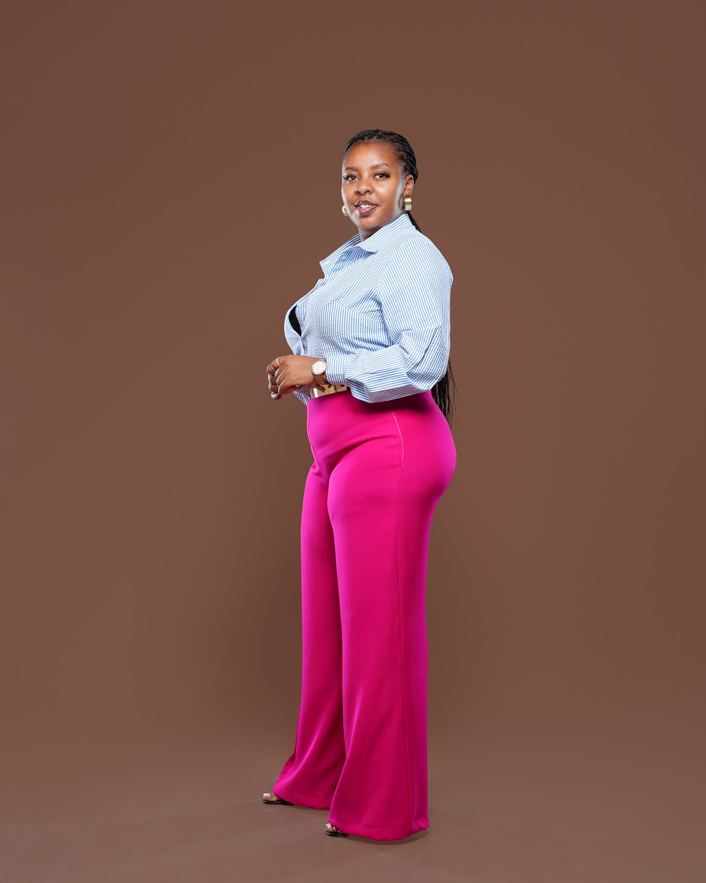 Fluid Semi-Fitted Pants in Ruby Pink