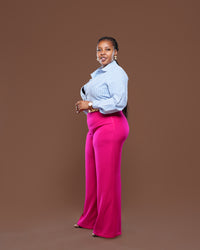 Fluid Semi-Fitted Pants in Ruby Pink