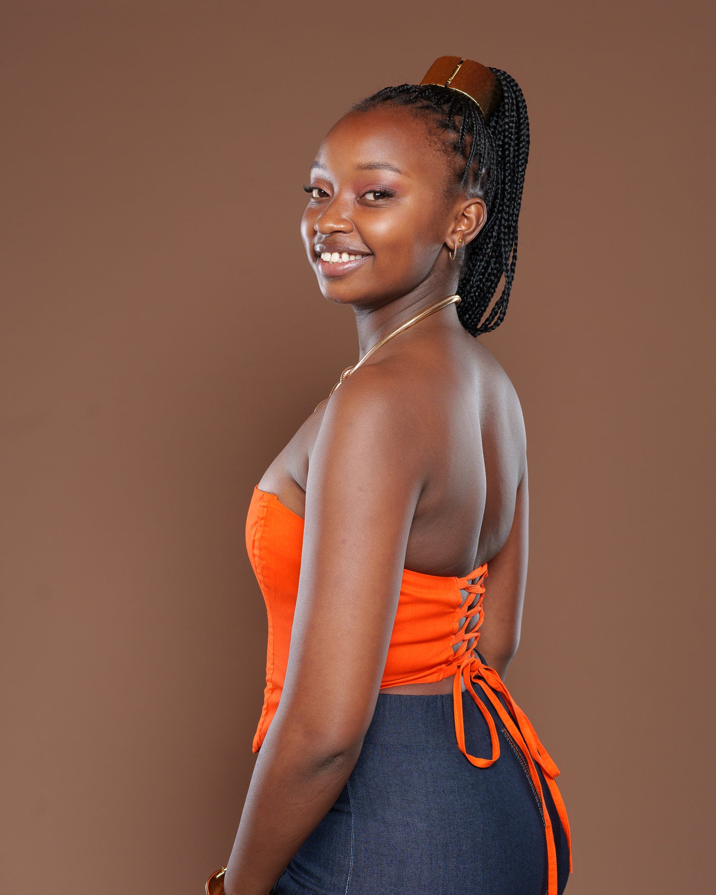 Ankara Corset In Orange