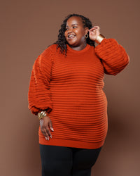 Sienna Sweater Dress In Burnt Orange