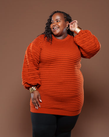 Sienna Sweater Dress In Burnt Orange