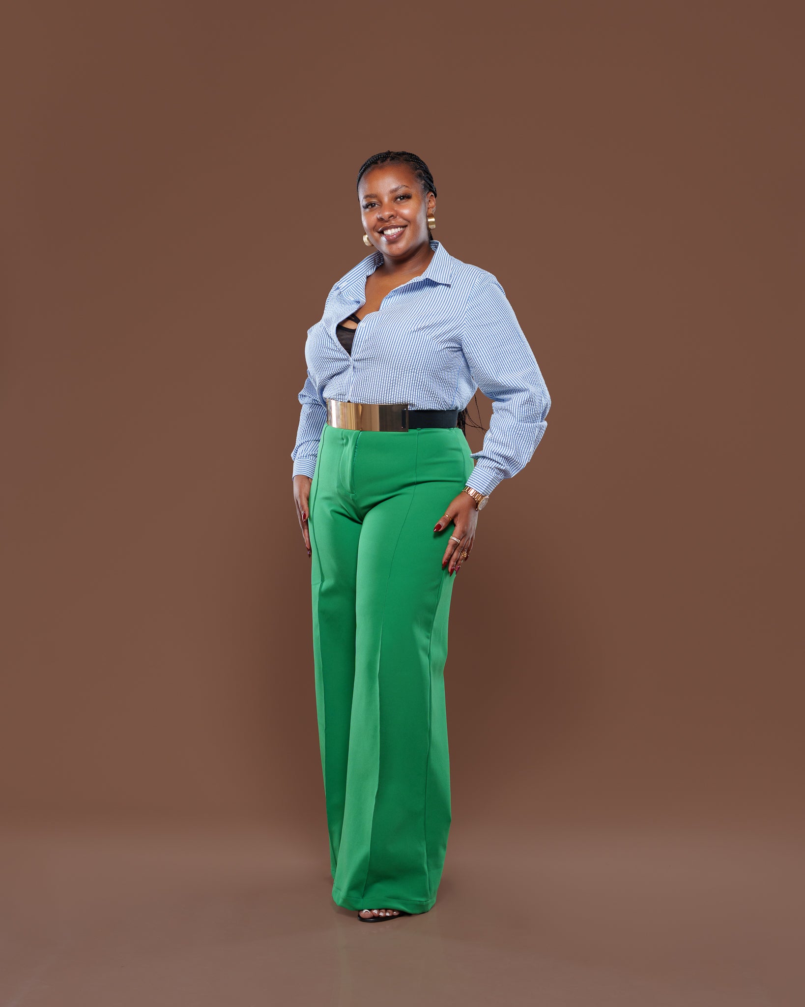 Fluid Wide-Leg Pants in Lime Green