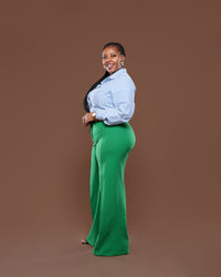 Fluid Wide-Leg Pants in Lime Green