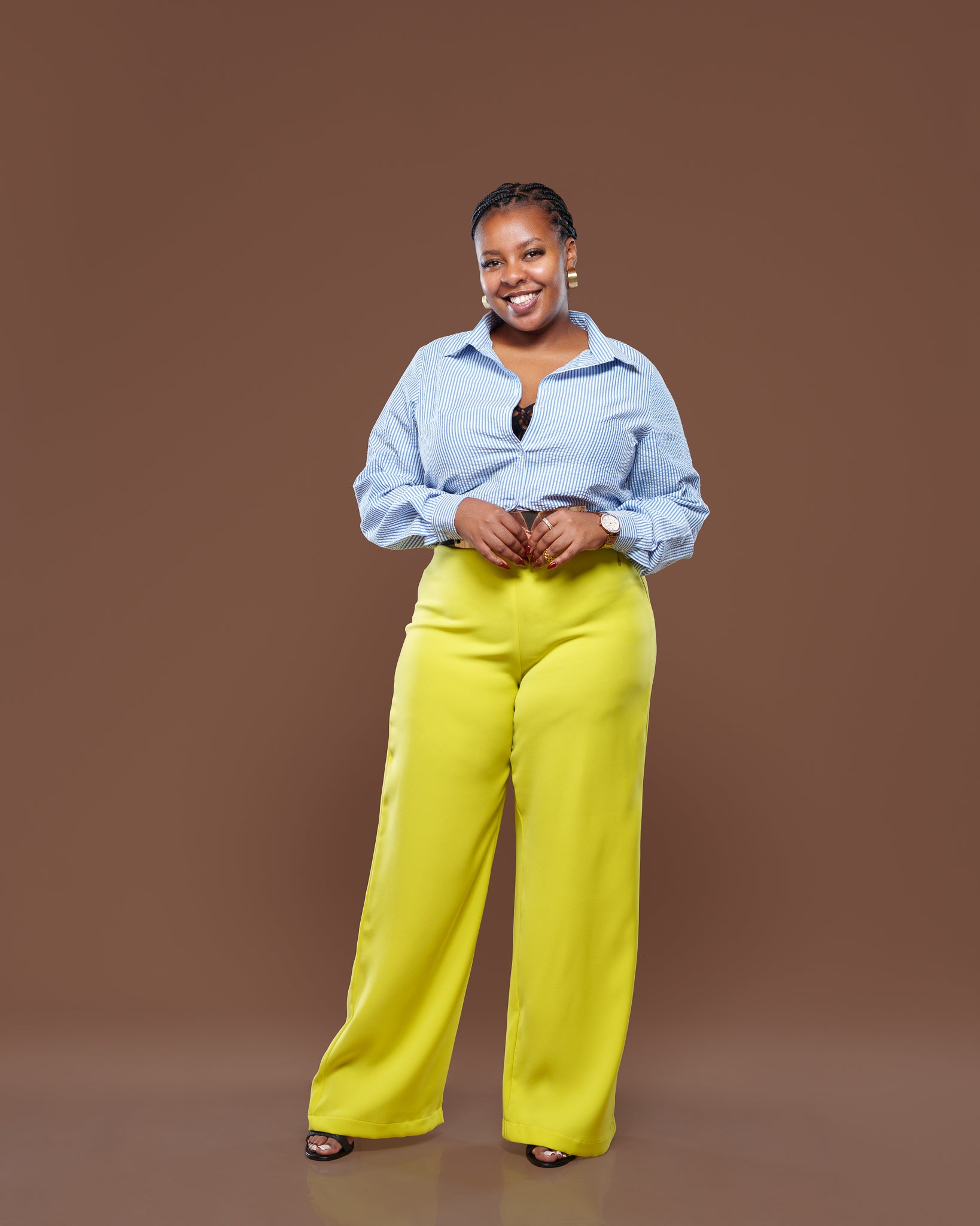 Fluid Semi-Fitted Pants in Neon Green