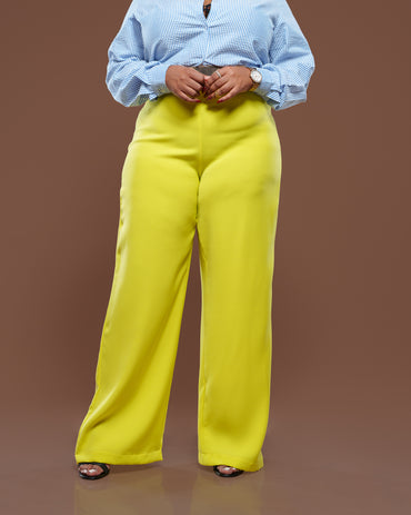 Fluid Semi-Fitted Pants in Neon Green