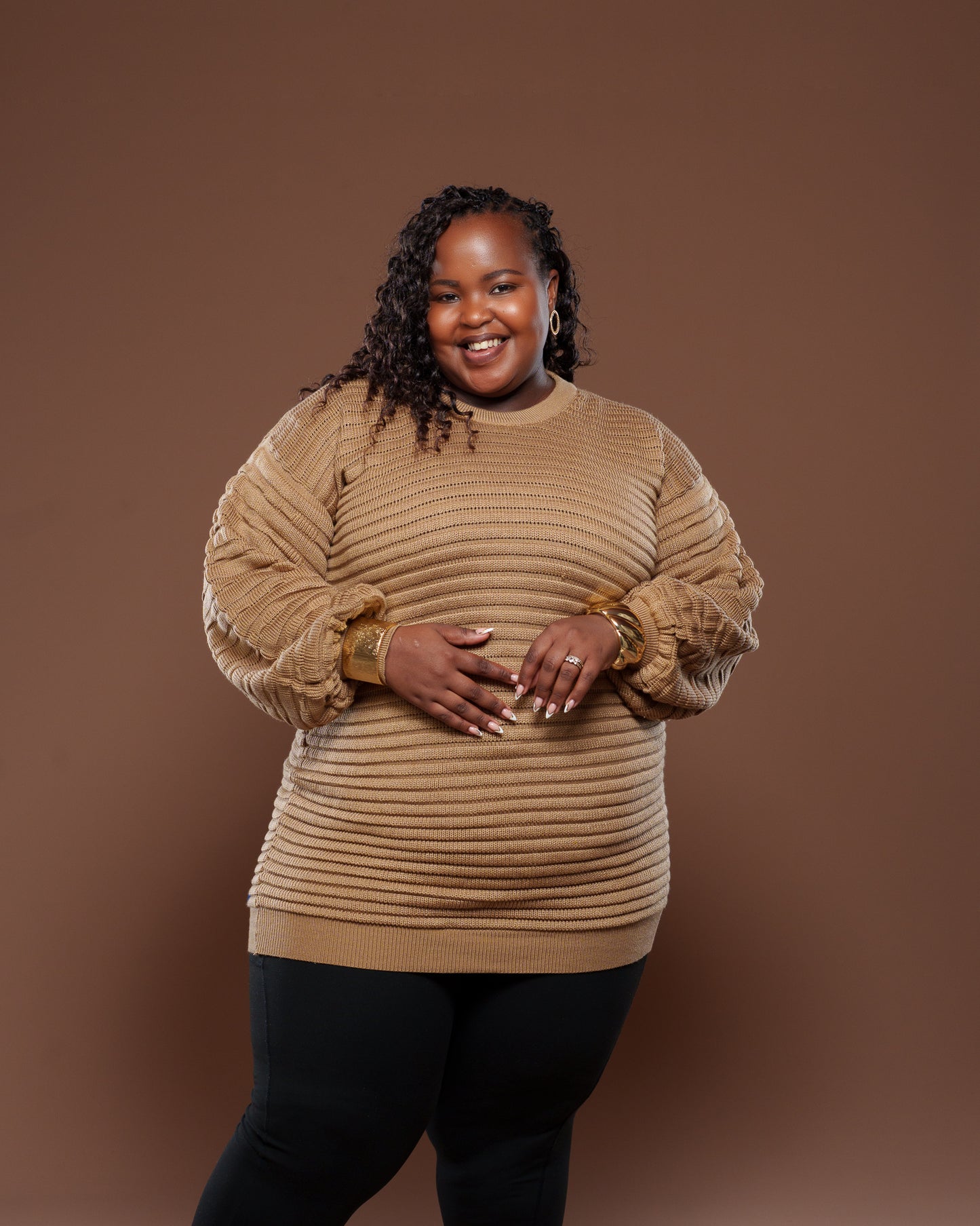 Sienna Sweater Dress In Tan