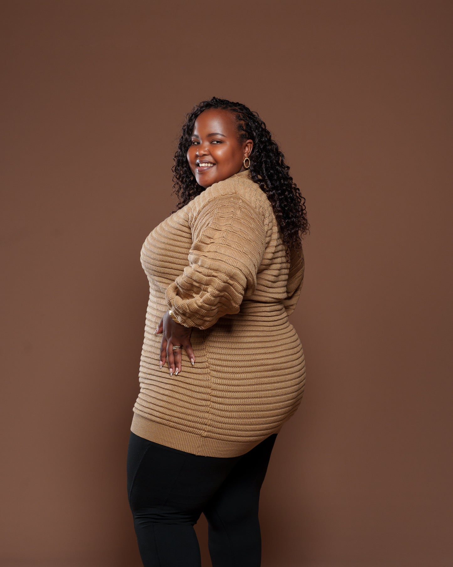 Sienna Sweater Dress In Tan