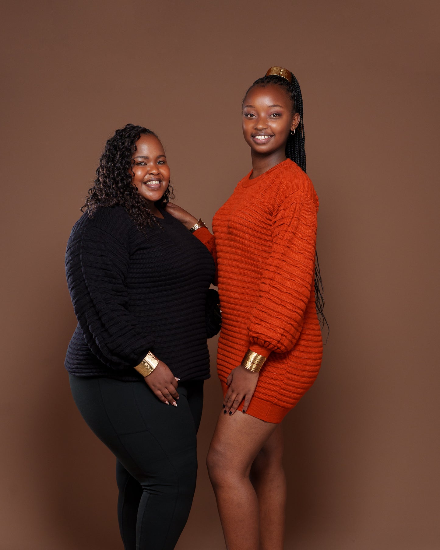Sienna Sweater Dress In Burnt Orange