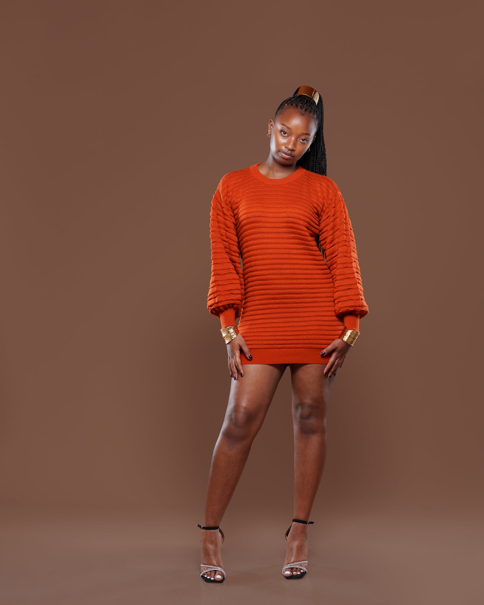 Sienna Sweater Dress in Burnt Orange | Body-Skimming Knit Mini Dress Ikojn Sienna Sweater Dress in Burnt Orange | Body-Skimming Knit Mini Dress Ikojn
