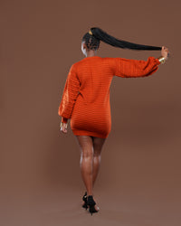 Sienna Sweater Dress In Burnt Orange