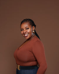Long Sleeve V Neck Bodysuit in Choco