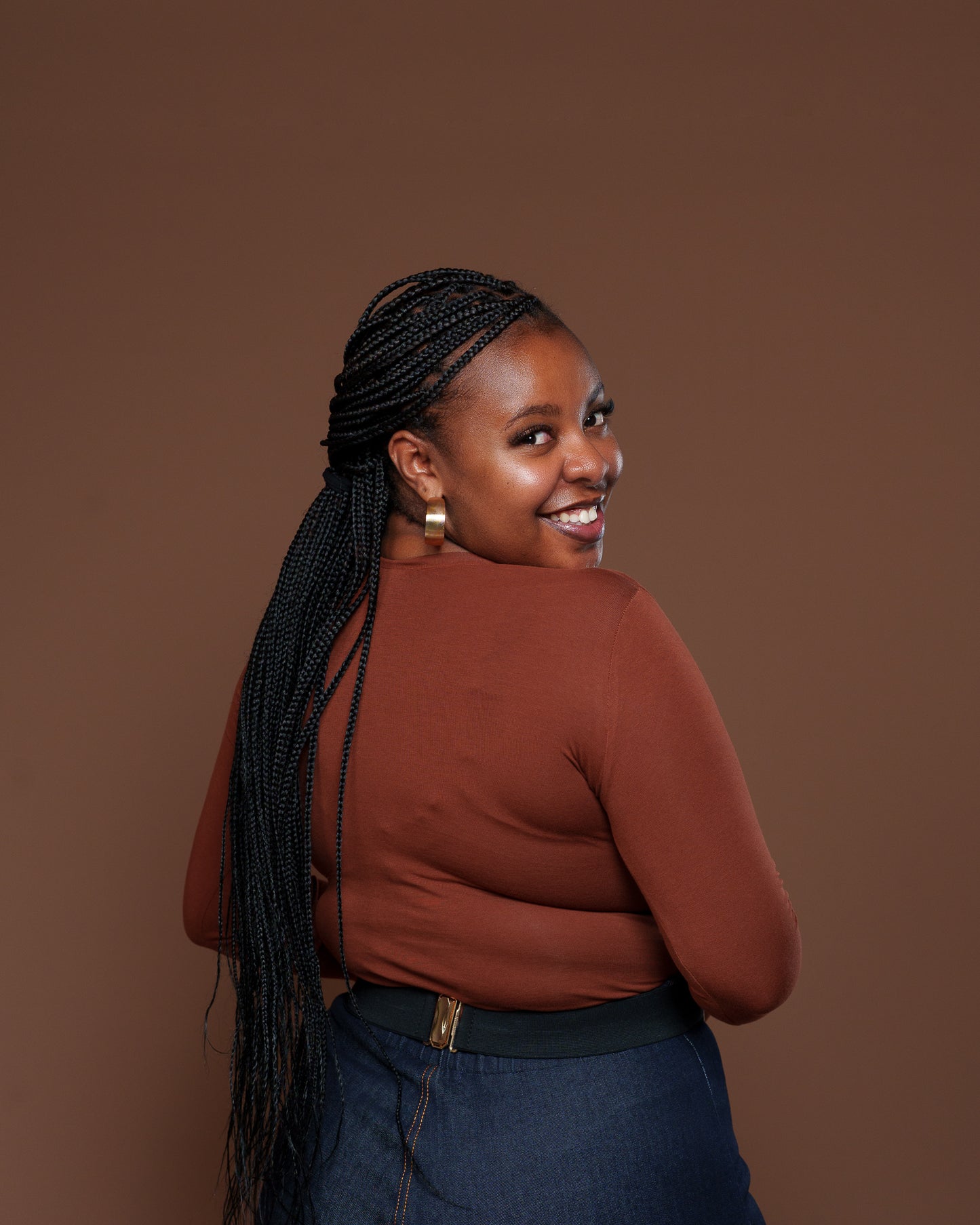 Long Sleeve V Neck Bodysuit in Choco