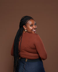 Long Sleeve V Neck Bodysuit in Choco