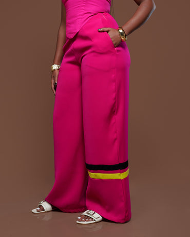 Fluid Two-Tone Pants In Ruby Pink