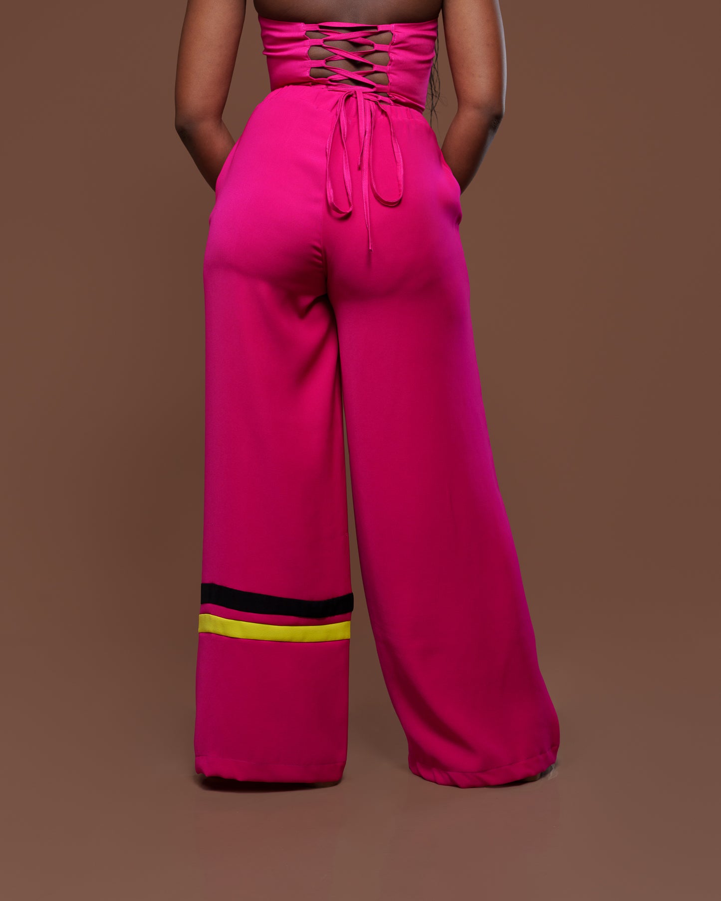 Fluid Two-Tone Pants In Ruby Pink
