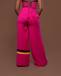 Fluid Two-Tone Pants In Ruby Pink
