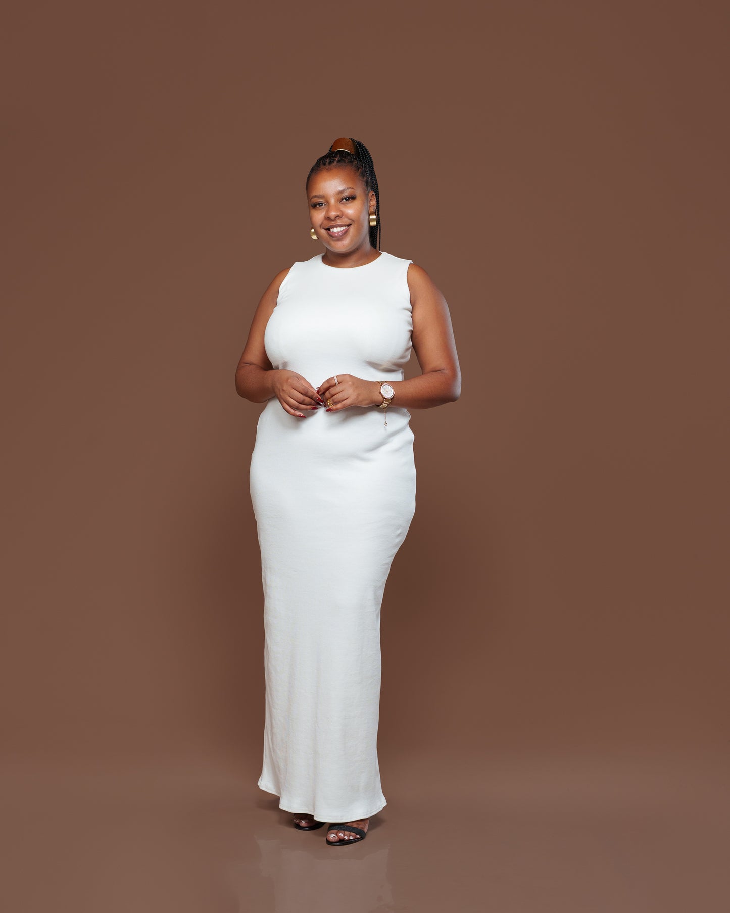 Amara Knit Maxi Dress in Off White
