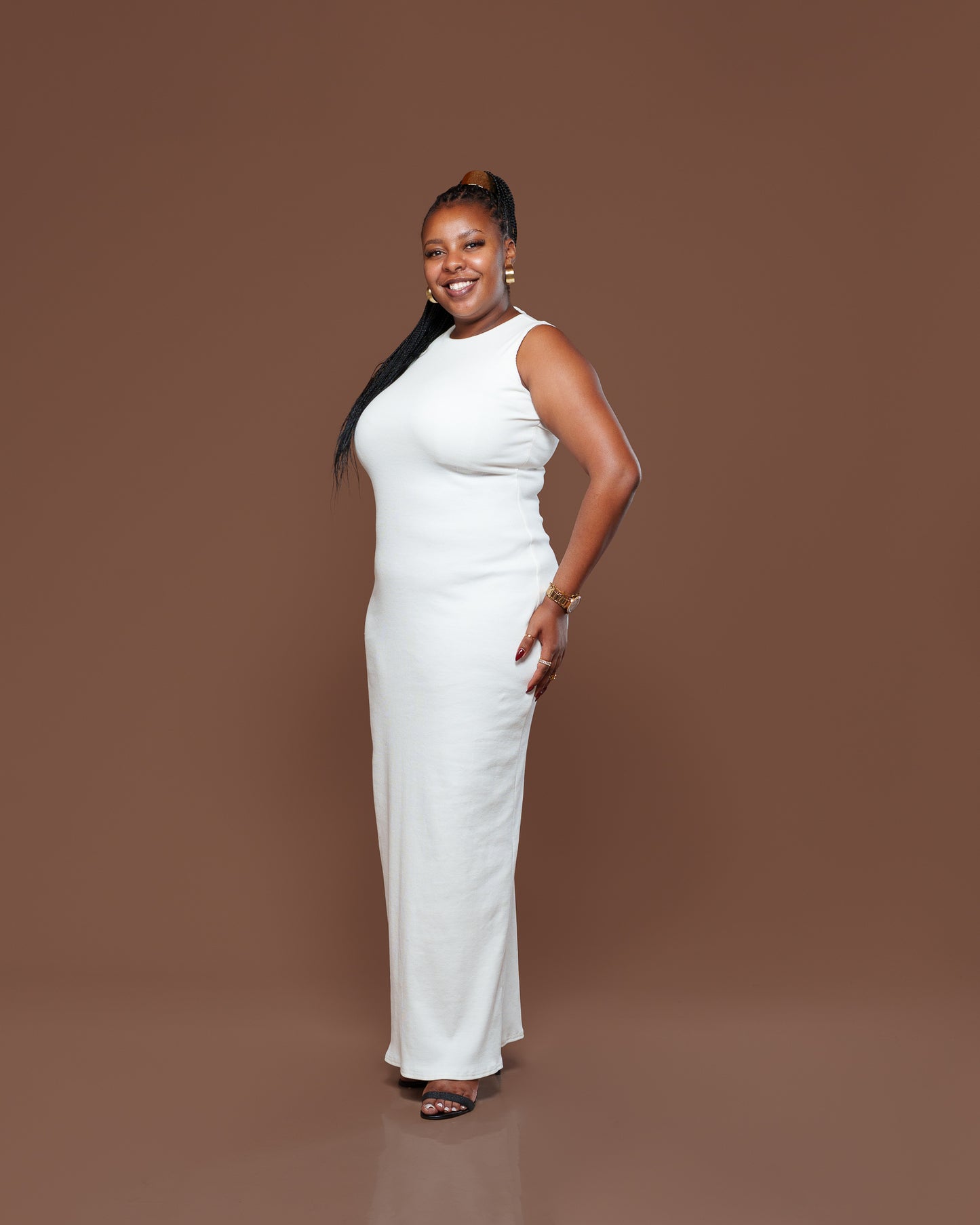 Amara Knit Maxi Dress in Off White