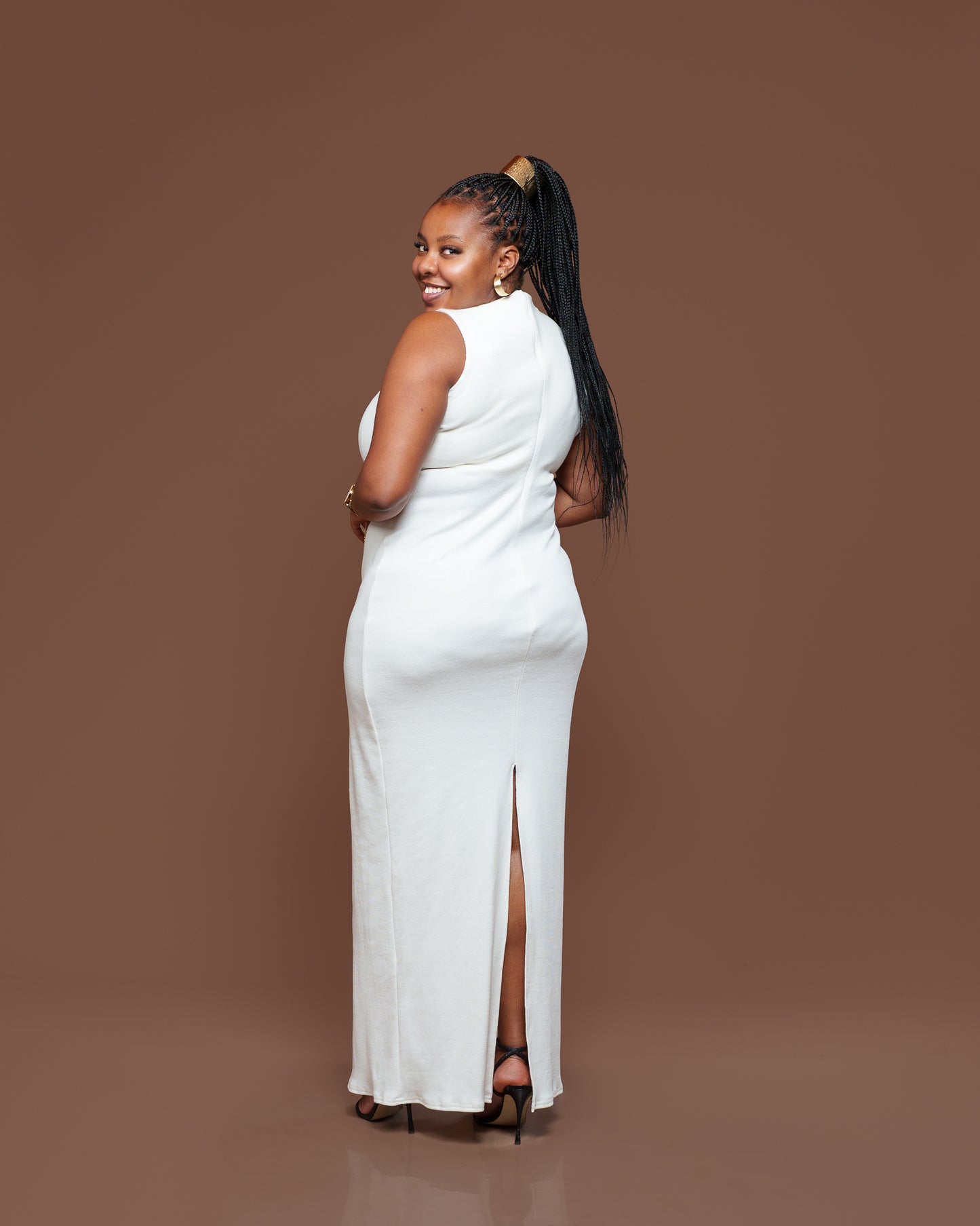 Amara Knit Maxi Dress in Off White