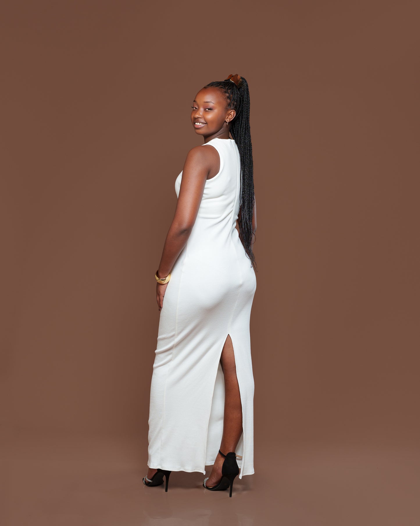 Amara Knit Maxi Dress in Off White