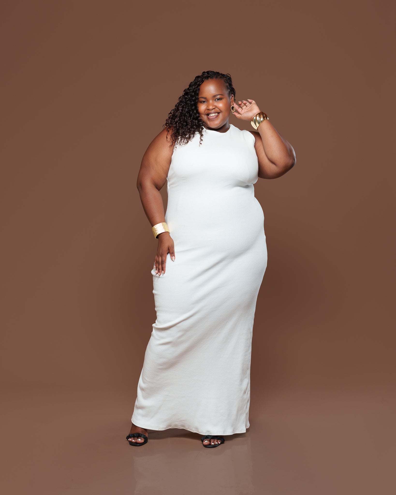 Amara Knit Maxi Dress in Off White