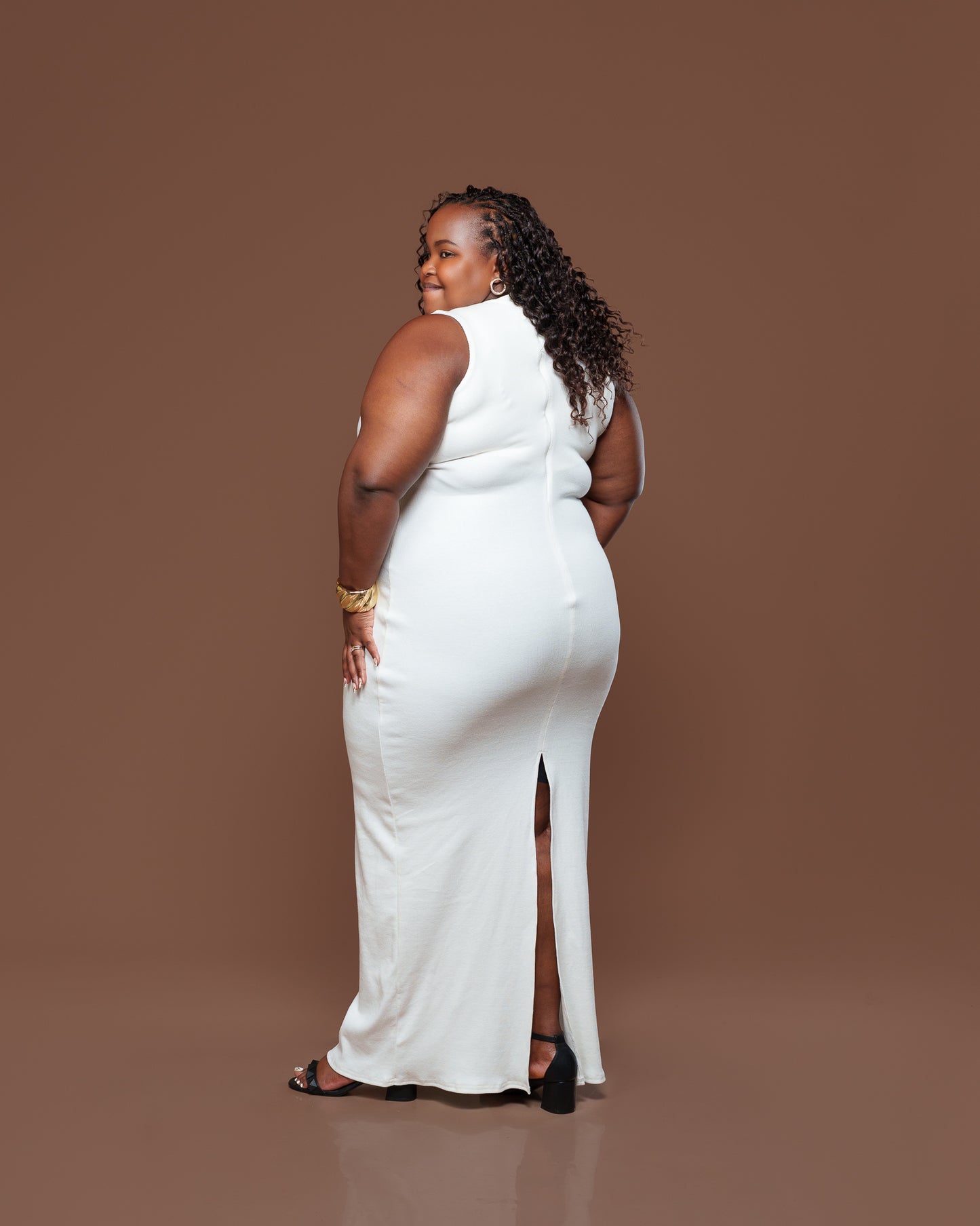 Amara Knit Maxi Dress in Off White