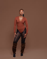 Thigh Land Legwarmer In Sepia Brown