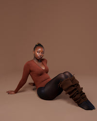 Thigh Land Legwarmer In Sepia Brown
