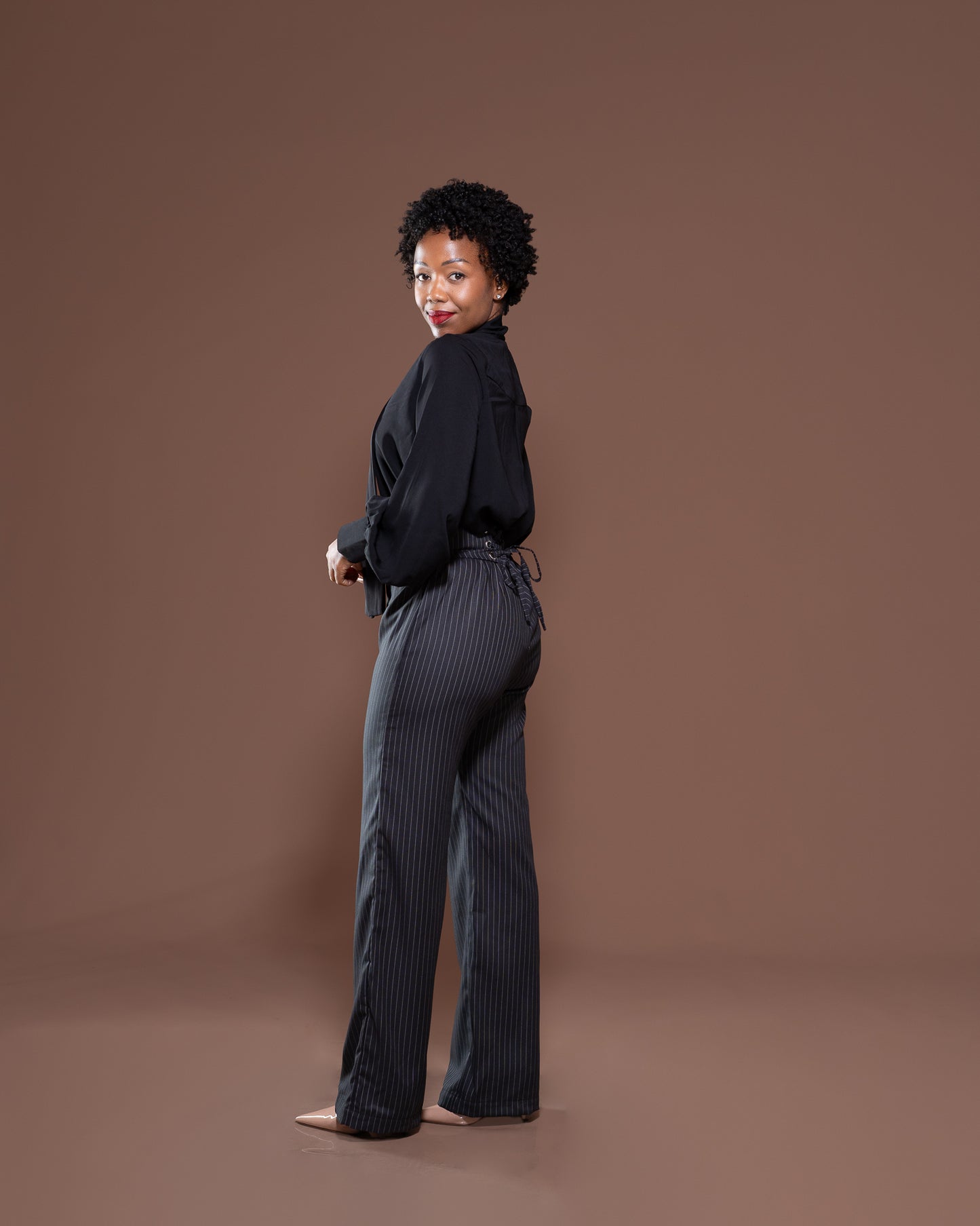 Donna Corset Pants in Midnight Striped