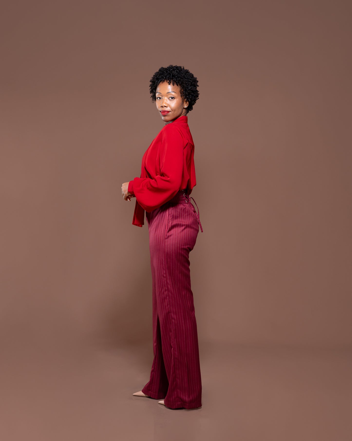Donna Corset Pants in Merlot Striped