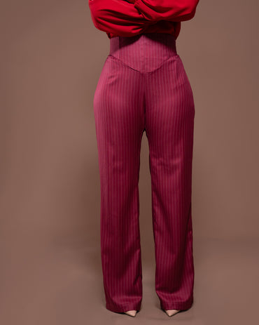 Donna Corset Pants in Merlot Striped