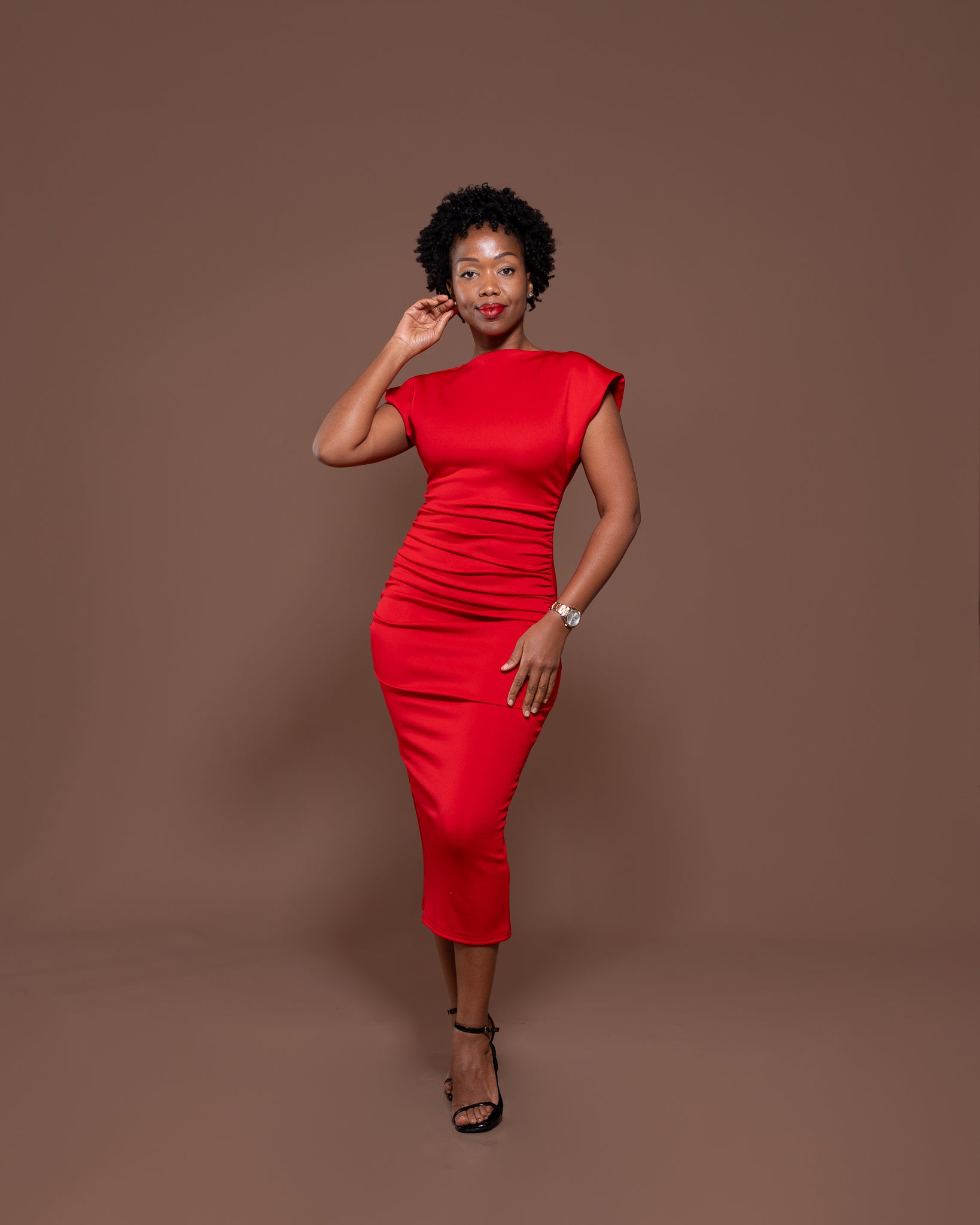Monroe Fitted Dress in Scarlet